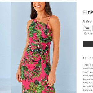 Pink Leaves Midi Dress